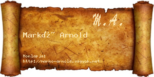 Markó Arnold névjegykártya